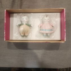 VINTAGE  BISQUE PORCELAIN 4 INCH Set of Happy Fats Dolls JOINTED ARM FIXED LEGS 