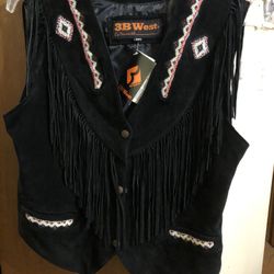 Suede Leather Fringed Vest