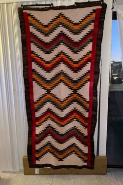 Large Circa 1900 Transitional Period Red Mesa Navajo Blanket