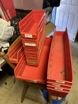 Red Stackable Storage Shelf Bins 