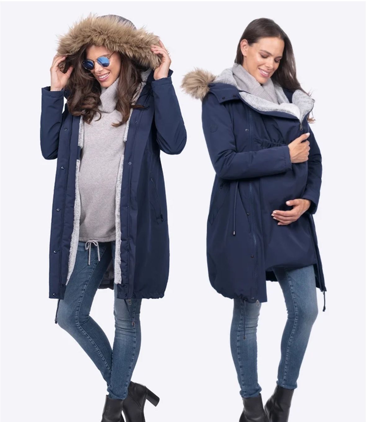 Seraphine Winter Maternity Parka, Navy Blue Size 2