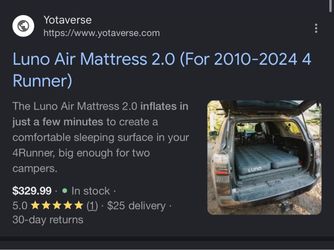 Luno Air Mattress 2.0 for 4Runner 2nd Row