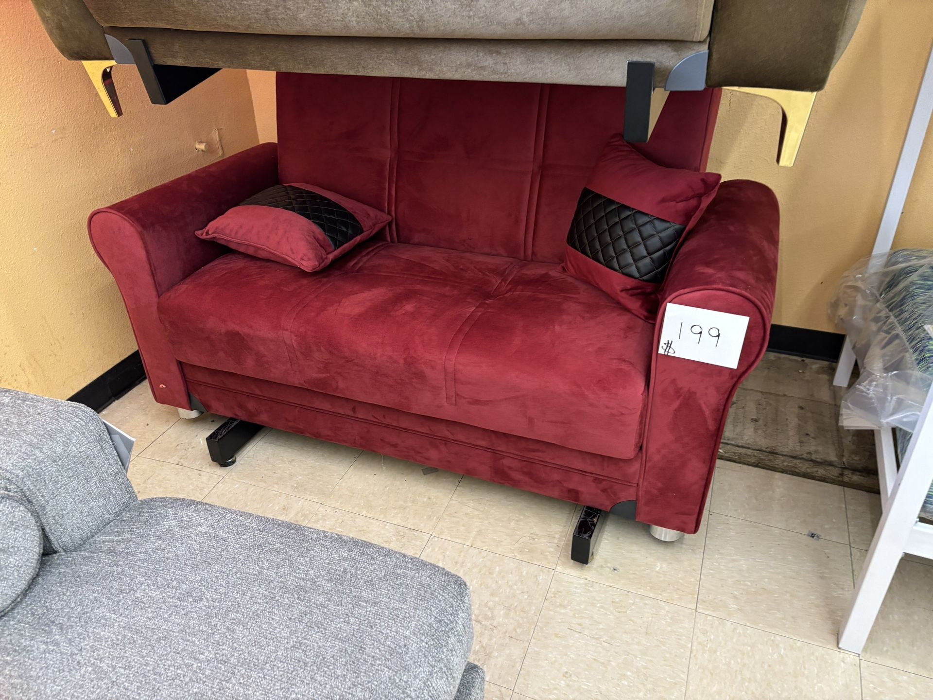 Burgundy Sleeper Loveseat With Storage 