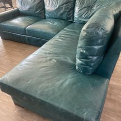 Like New Leather Sectional In Green - $1,100 Or OBO