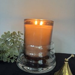 Krosno Poland Round Glass Candle Holder 