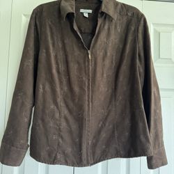 Croft & Barrow, Jacket, sz PL, Chocolate Brown, Soft