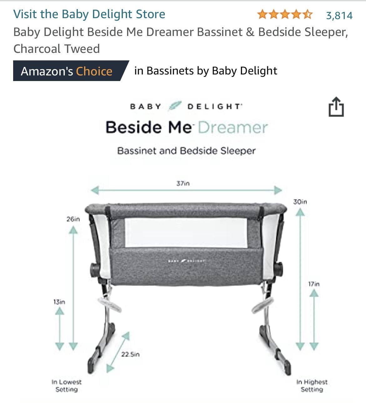 Baby Delight Beside Me Dreamer Bassinet Bedside Sleeper
