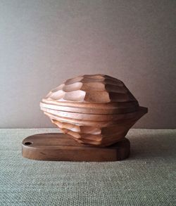 Vintage MCM Large Wooden Walnut-Shaped Lidded Nut Bowl