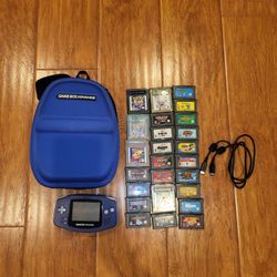 Game Boy Advance (AGB-001) Purple/Blue w/ Strap Bag, Link Cable & 30+ Games – Works Perfectly