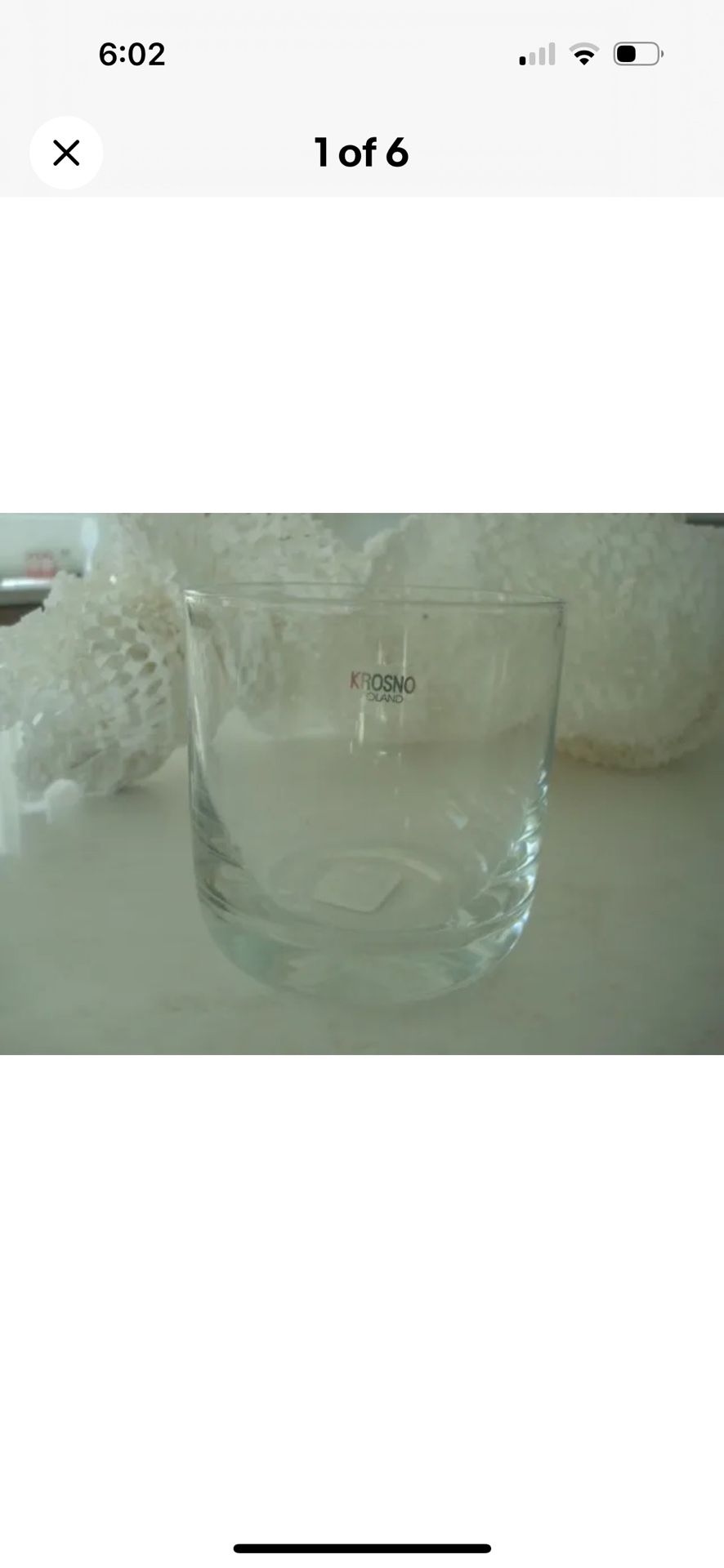 Crate & Barrel Morison Poland Crescent Double Old Fashion Glass Set Of 6