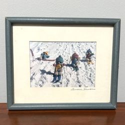 Framed Lawrence Berman Photo Print Anthropomorphic Teddy Bear Skiing Christmas Gift Whimsical Design Winter Decor