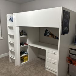 IKEA Loft Bed With Desk, 2 Drawers and Closet 