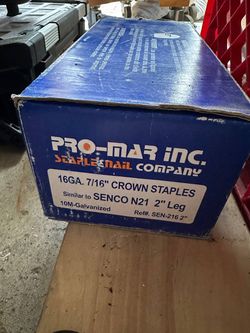 Staples, 16 ga, Standard Crown, 2 in Leg L, Steel