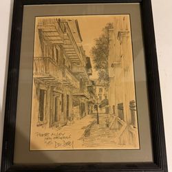 Pirates Alley New Orleans Art Print Matted & Framed Don Davey Drawing