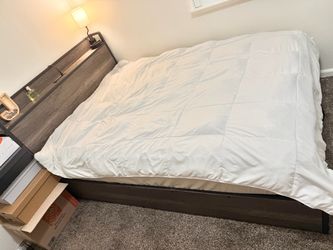 Full size bed frame with tons under mattress storage