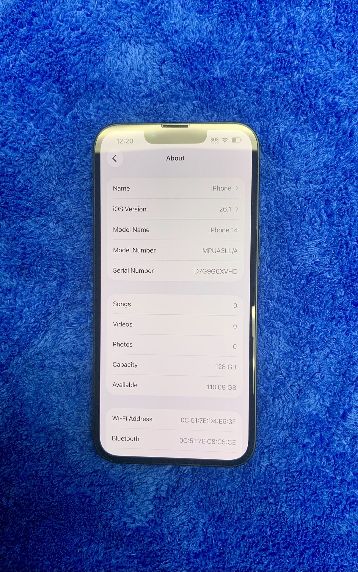 Apple iPhone 14 Deep Blue MPUA3LL/A Cellphone Smartphone 128 GB Storage Touchscreen Phone AT&T Carrier Network 5G Wifi Bluetooth USB IOS 