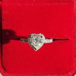 1ct Heart Cut Moissanite Engagement Ring, 925 Sterling Silver 18K Gold Plated.