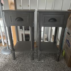 2 Grey End Tables 