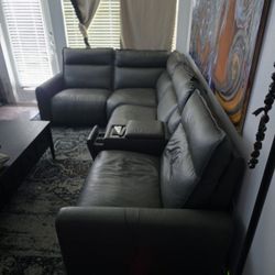 Leather Sectional Electric Recliners
