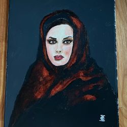 ART: Painting of woman in red scarf