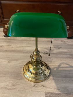 Green Brass Bankers Lamp