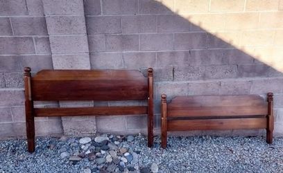 Vintage Solid Wood Full-sized Headboard and Footboard