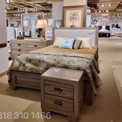 Queen Size Bedroom Set: Bed, Dresser, Mirror & Nightstand Not Including Mattress- Only $ 625 No Tax