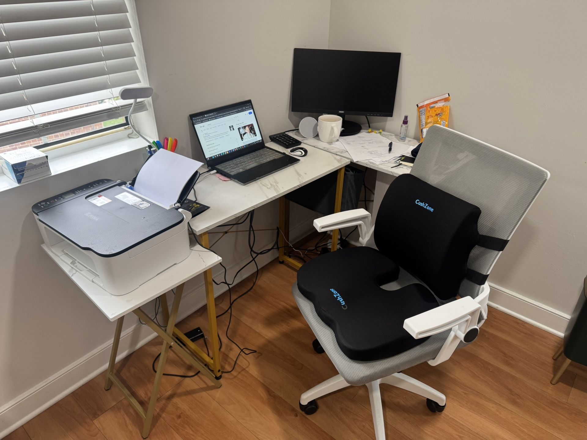 Desk, Printer And chair