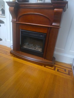 Electric Fireplace with Wood Mantel