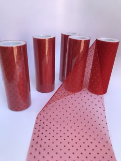 6" x 10 Yards Red Tulle With Red Glitter Fabric Bolt (96 Pieces)