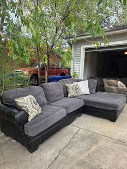 Gray & Black 2pc Sectional - Free Delivery