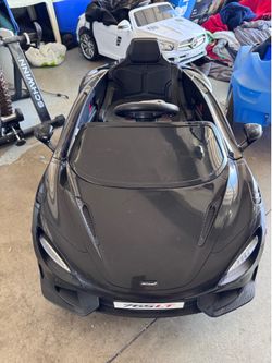 black Kidzone 12V Licensed McLaren 765LT Kids Ride On Sports Car