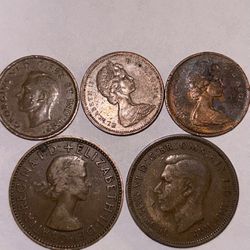 1943/1973/1975/one sent Canada 1954/1937 1/2 penny