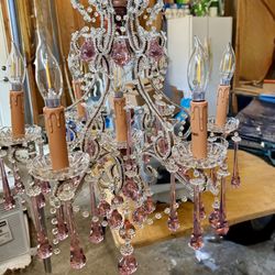 Large Pink Crystal Chandelier 