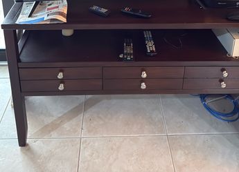 Dark Wood TV Stand with Drawers
