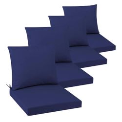 4PC Outdoor Seat Cushion Set 19 x 19 In, Water-Resistant & Fade-Resistan, Patio Furniture Cushions with Removable Cover Deep Seat & Back Cushion with