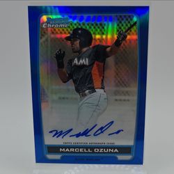 Topps 2012 Bowman Chrome Ozuna Marlins Prospects Auto Blue Refractor  067/150 RC