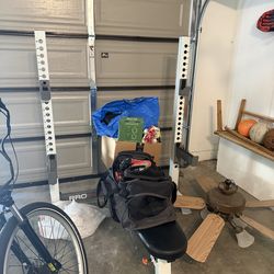 Bench and Squat Rack with Weights