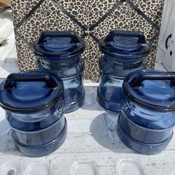 Vintage Blue Cobolt Canisters