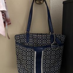 Coach Signature Stripe Multifunction Baby Diaper Travel Tote Bag.
