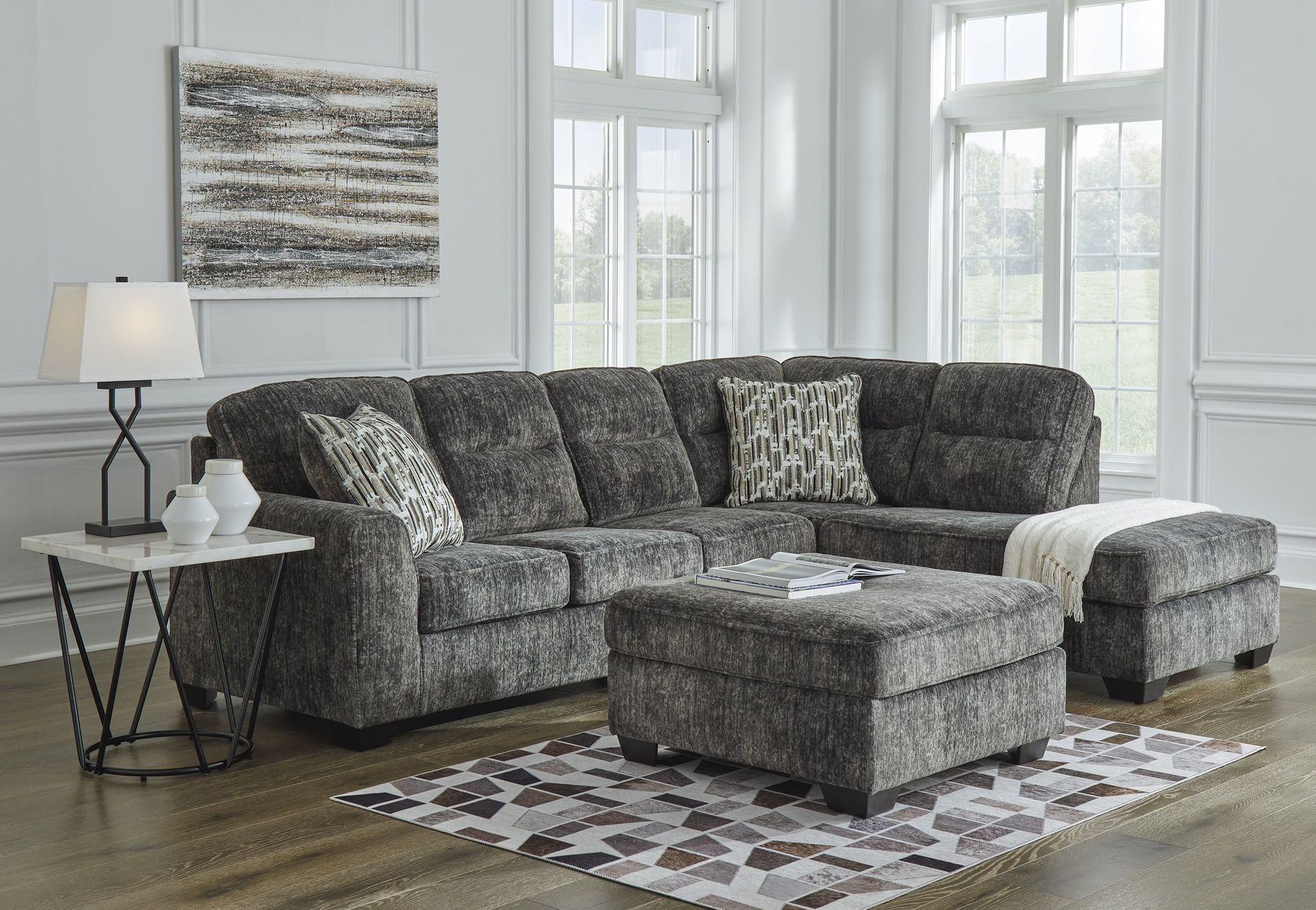 3pc Sofa Sectional Set W/ Ottoman By Ashley