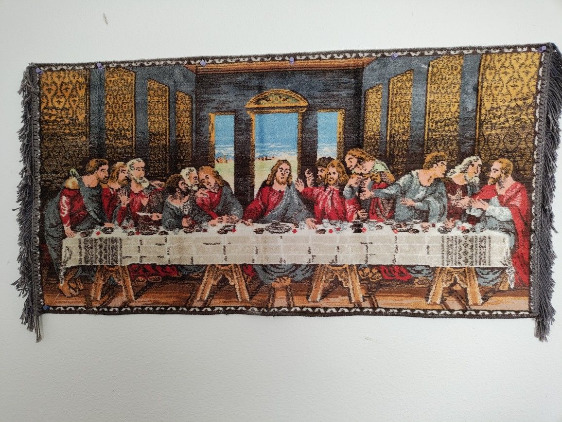Vintage Last Supper Rug Type Wall Hanging