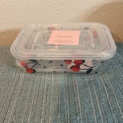Kate Spade Cherry Dot Glass Storage Set, Snap-Lock Lids, Dishwasher Safe, 2-Piece