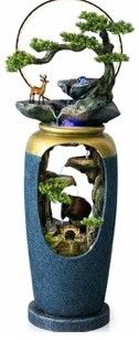 Fuente Premium Alta Tipo Jarrón con Bonsái y Venado – Mayoreo $357