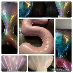 Mermaid Balloons and Number 5 