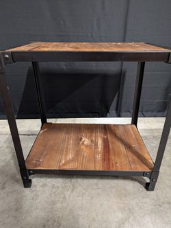 Industrial Style Two-Tier Side Table with Wood and Metal
