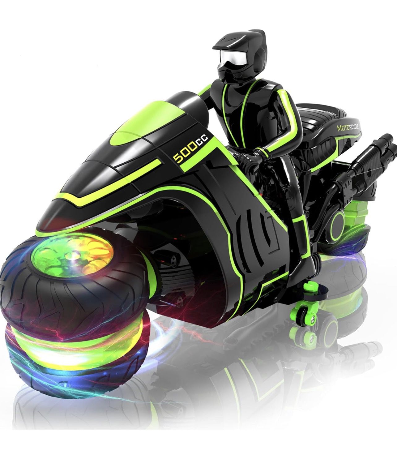 Brandnew Remote Control Motorcycle, 2025 New Edition with RGB Color-Changing Wheels and Exclusive Sideways Glide, Ready-to-Play with 2 Batteries, 2.4G