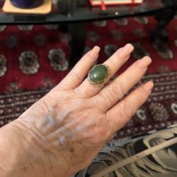 14k Gold Vintage Large, Jade Stone Ring