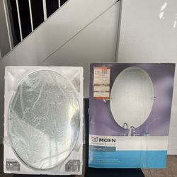 Oval Bathroom Mirror – Moen Glenshire Chrome Decorative Wall Mirror (New)