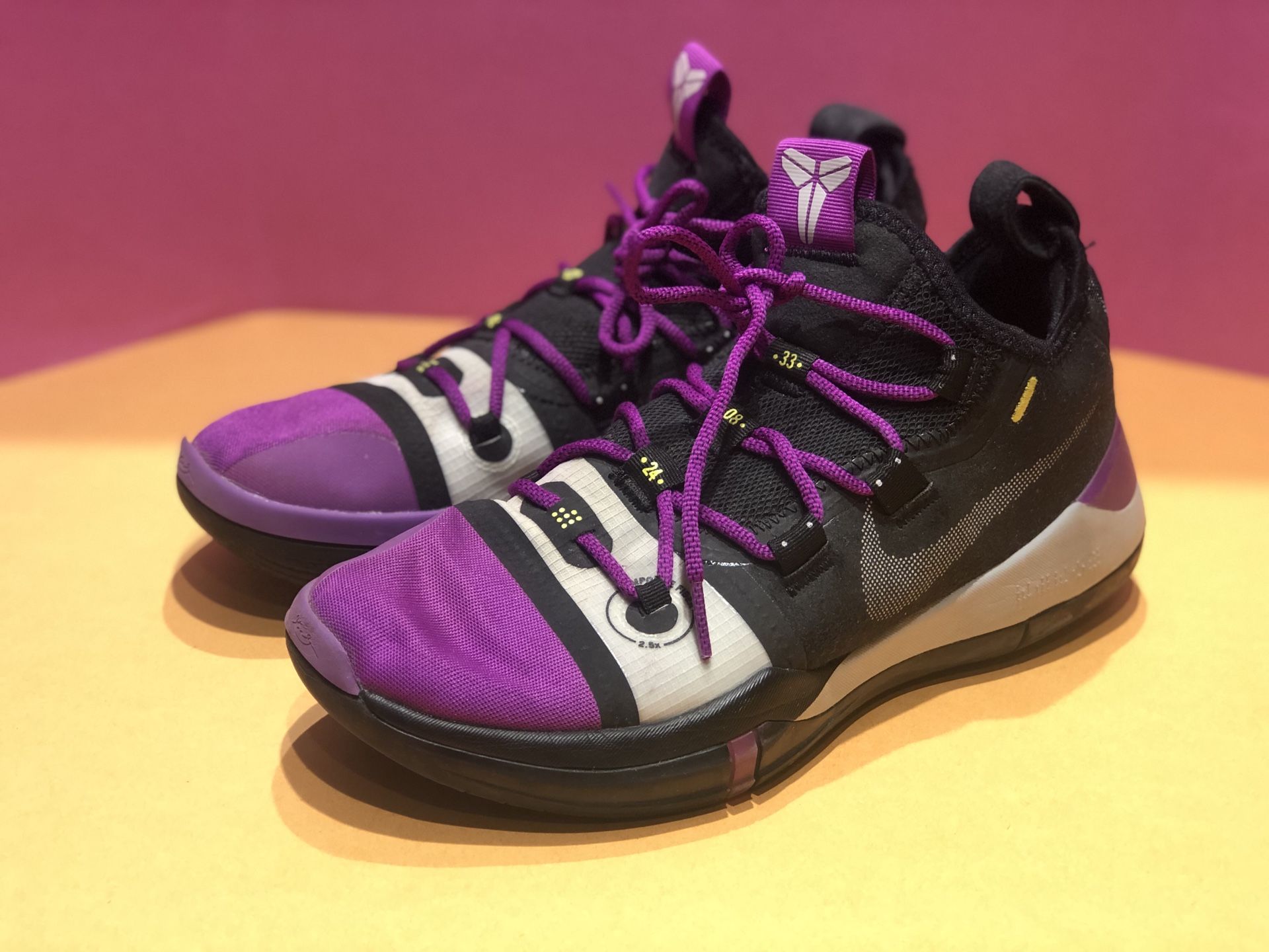 Nike Kobe A.D. 2018 Lakers Away Black Purple Basketball Shoes AV3555-002 SZ 8